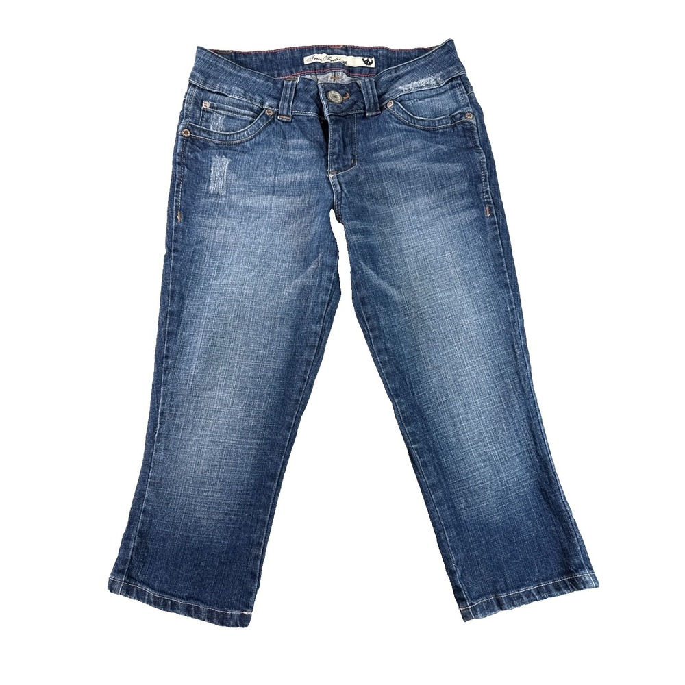 True Freedom Capri Jeans Juniors 3 Blue Denim Stretch Cropped Bootcut Pants
